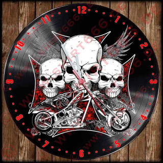 Vinyl LP Uhr Skulls & Cross mit Bike