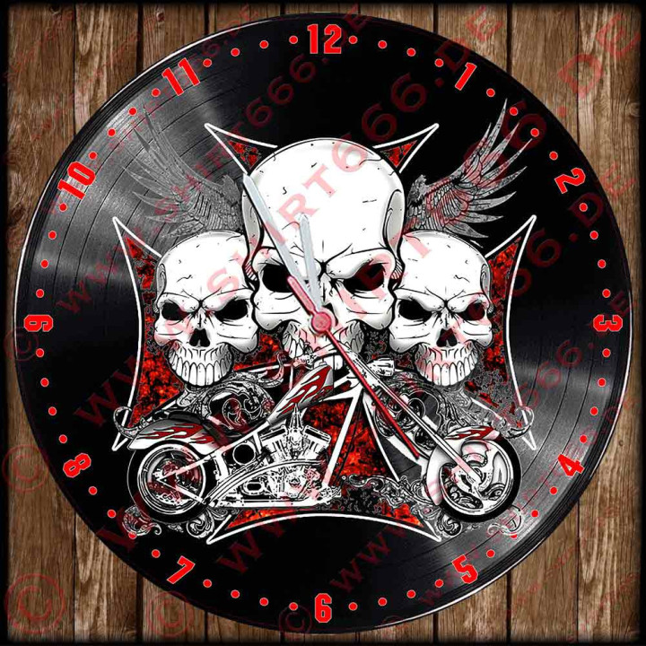 Vinyl LP Uhr Skulls & Cross mit Bike